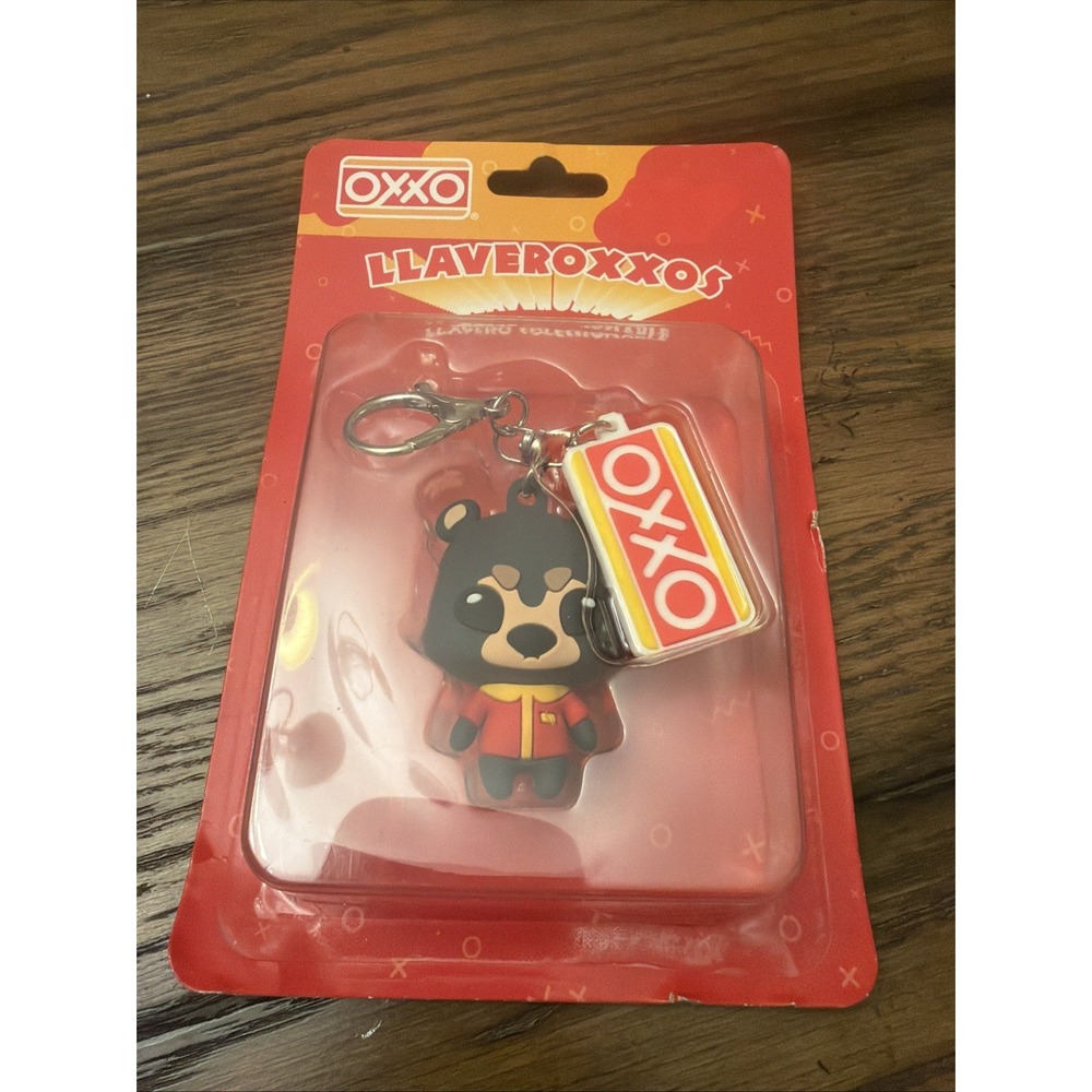 OXXO Bear Advertising Keychain w/ OXXO Logo Tag, Detachable Keyring